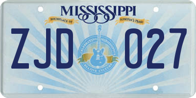 MS license plate ZJD027