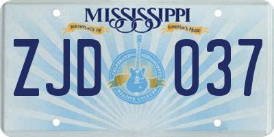 MS license plate ZJD037