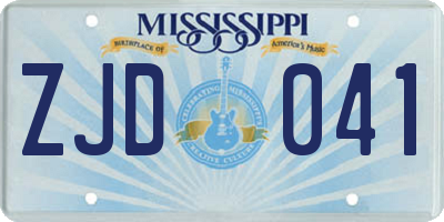 MS license plate ZJD041