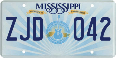 MS license plate ZJD042
