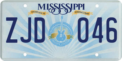MS license plate ZJD046