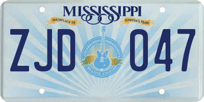 MS license plate ZJD047