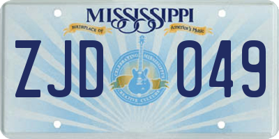 MS license plate ZJD049