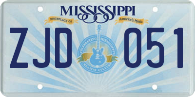 MS license plate ZJD051