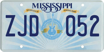 MS license plate ZJD052