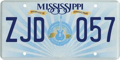 MS license plate ZJD057