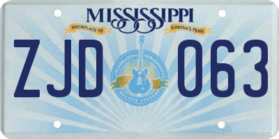 MS license plate ZJD063