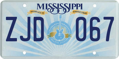 MS license plate ZJD067