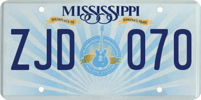 MS license plate ZJD070