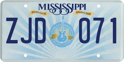 MS license plate ZJD071