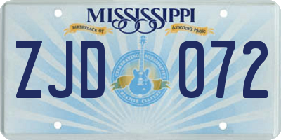 MS license plate ZJD072