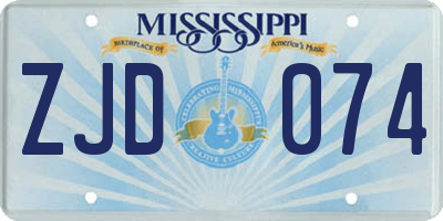 MS license plate ZJD074