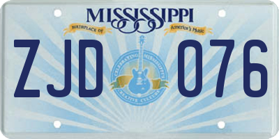 MS license plate ZJD076