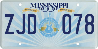 MS license plate ZJD078