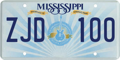 MS license plate ZJD100