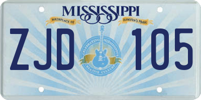 MS license plate ZJD105