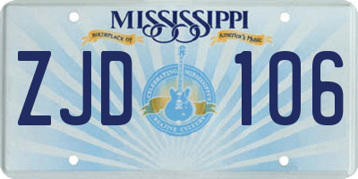 MS license plate ZJD106