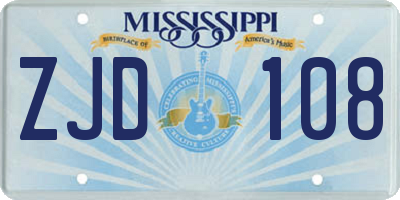 MS license plate ZJD108