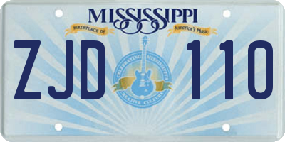 MS license plate ZJD110