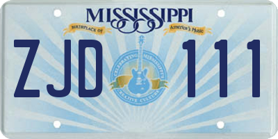 MS license plate ZJD111