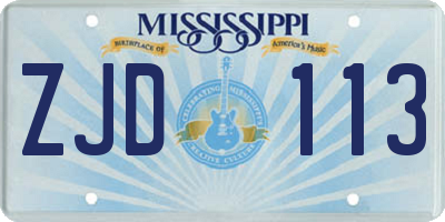 MS license plate ZJD113