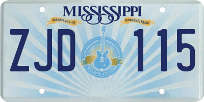 MS license plate ZJD115