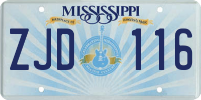 MS license plate ZJD116