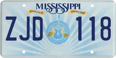 MS license plate ZJD118