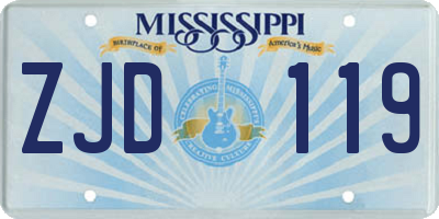 MS license plate ZJD119