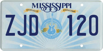MS license plate ZJD120