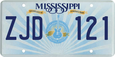 MS license plate ZJD121