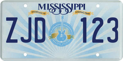 MS license plate ZJD123