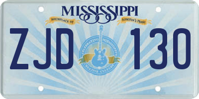 MS license plate ZJD130
