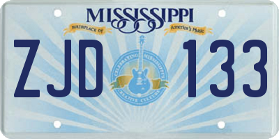 MS license plate ZJD133