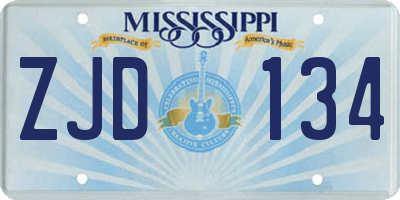 MS license plate ZJD134