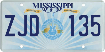 MS license plate ZJD135