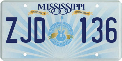 MS license plate ZJD136