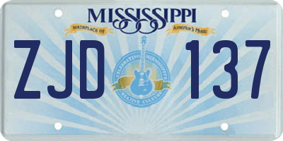 MS license plate ZJD137