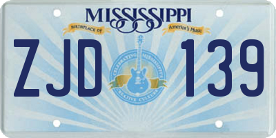 MS license plate ZJD139