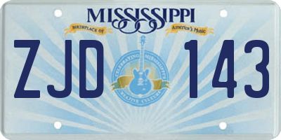 MS license plate ZJD143