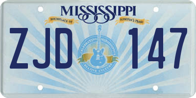 MS license plate ZJD147