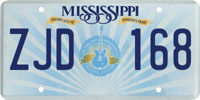 MS license plate ZJD168