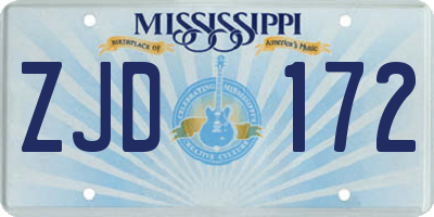 MS license plate ZJD172