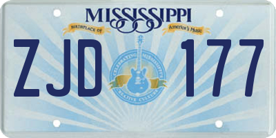 MS license plate ZJD177