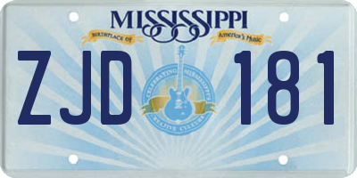 MS license plate ZJD181