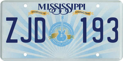 MS license plate ZJD193