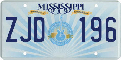 MS license plate ZJD196