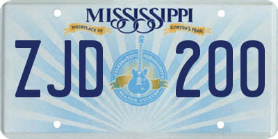MS license plate ZJD200