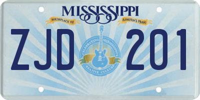 MS license plate ZJD201