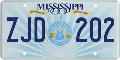 MS license plate ZJD202
